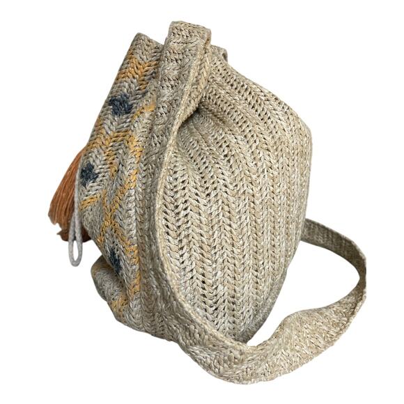 MW Most Wanted Straw Bucket Bag Boho Crossbody - Picture 6 of 16
